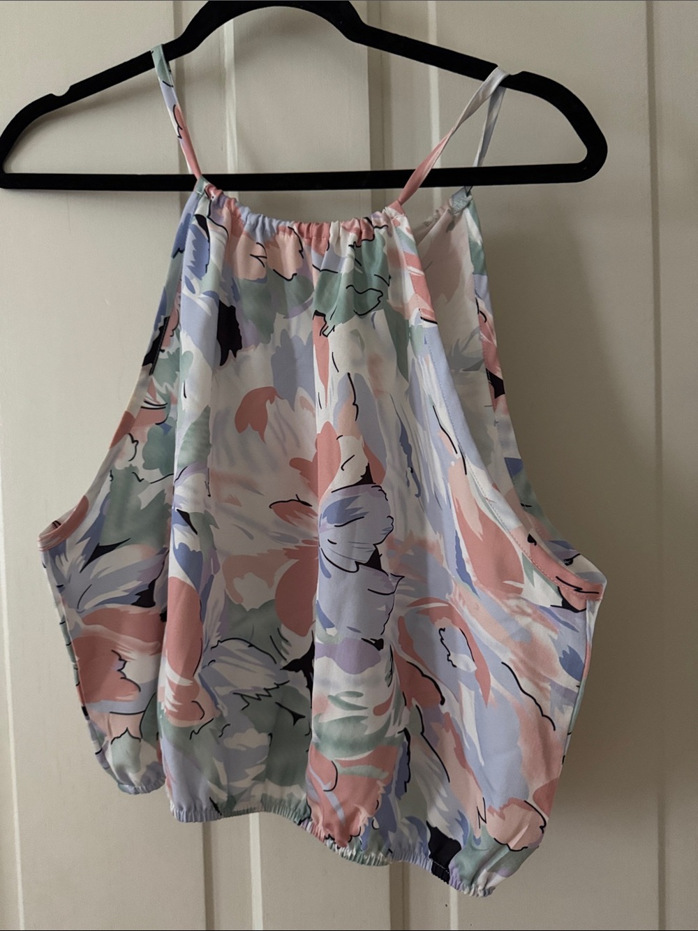 SHEIN Pastel Floral Halter Cami - Pink, Blue, Mint